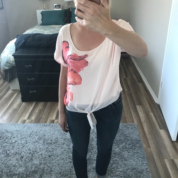 Lauren Conrad Peach toe front shirt size Medium - Picture 3 of 4